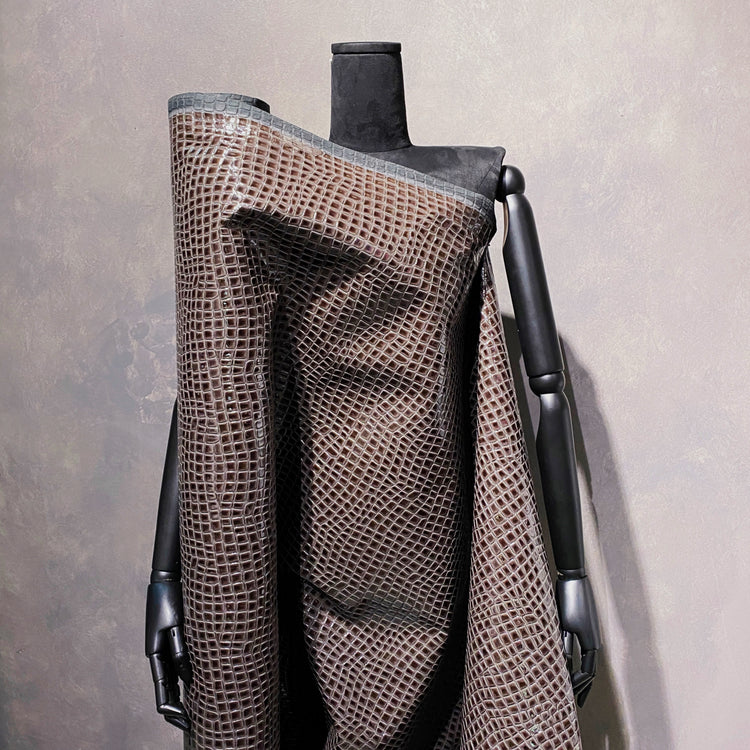 Patent Alligator Faux Leather - Medium Pattern - Dark Grey