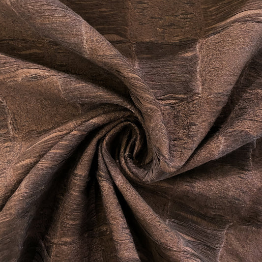 Checkerboard Yarn Float Linen Cotton Blend - Saddle Brown