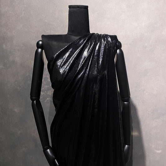 Brushed Metallic Long-pile Velvet - Black