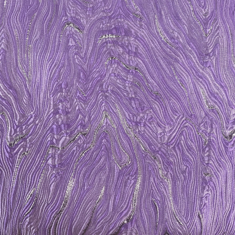 Contour Wave Brocade - Lavender/Silver Metallic