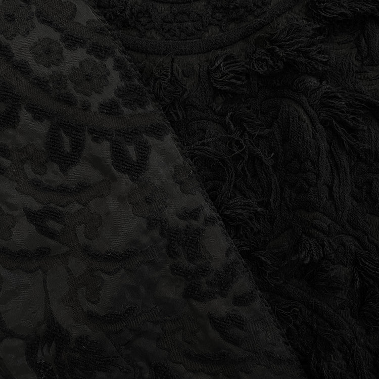 Chenille Cotton Fringe Tapestry Jacquard - Black