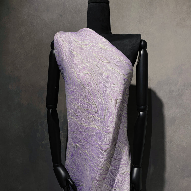 Contour Wave Brocade -  Lilac/Silver Metallic