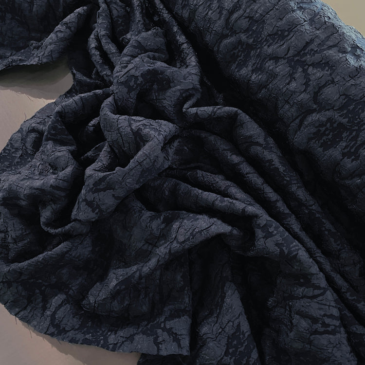 Crinkle Textured Cloqué - Navy / Midnight Blue