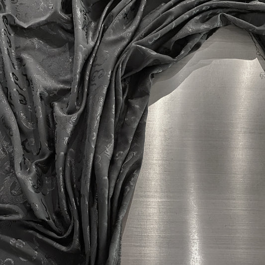 Dragon Satin Damask - Black