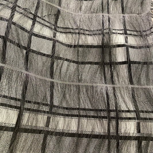Checkered Metallic Float Dobby Weave - Black/White/Grey/Silver