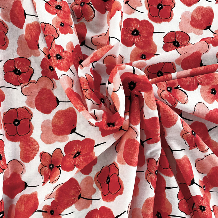 Simple Poppy Cotton Poplin - Red