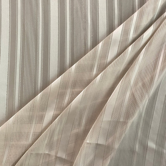 Metallic Chalkstripe Satin/Sheer - White/Silver