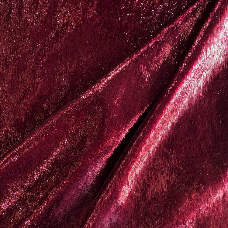 Brushed Metallic Long-pile Velvet - Cherry