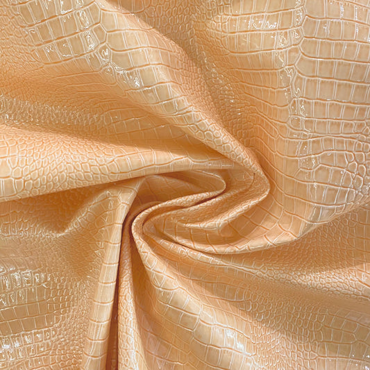 Patent Crocodile Faux Leather - Small Pattern - Bisque