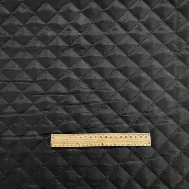Diamond Quilted Satin - Black