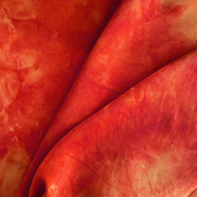Abstract Shibori Satin Back Crepe - Red / Pale Goldenrod