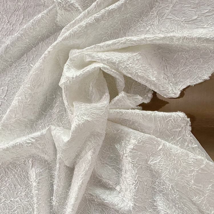 Satin Plisse - Bonded - White