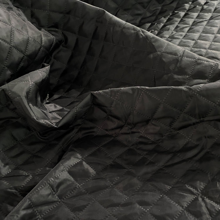 Diamond Quilted Satin - Black