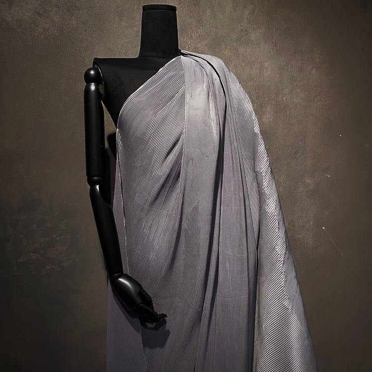 Accordion-Pleated Taffeta - Steel Grey