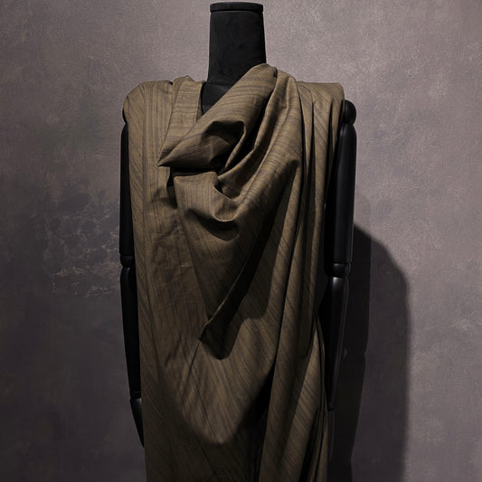 Brushstroke Striped Cotton Drill - Dark Khaki