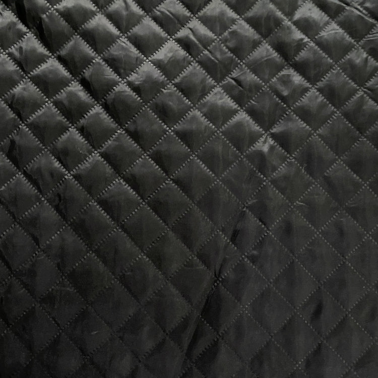 Diamond Quilted Satin - Black
