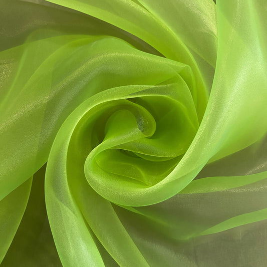 Liquid Shimmer Organza - Neon Lime