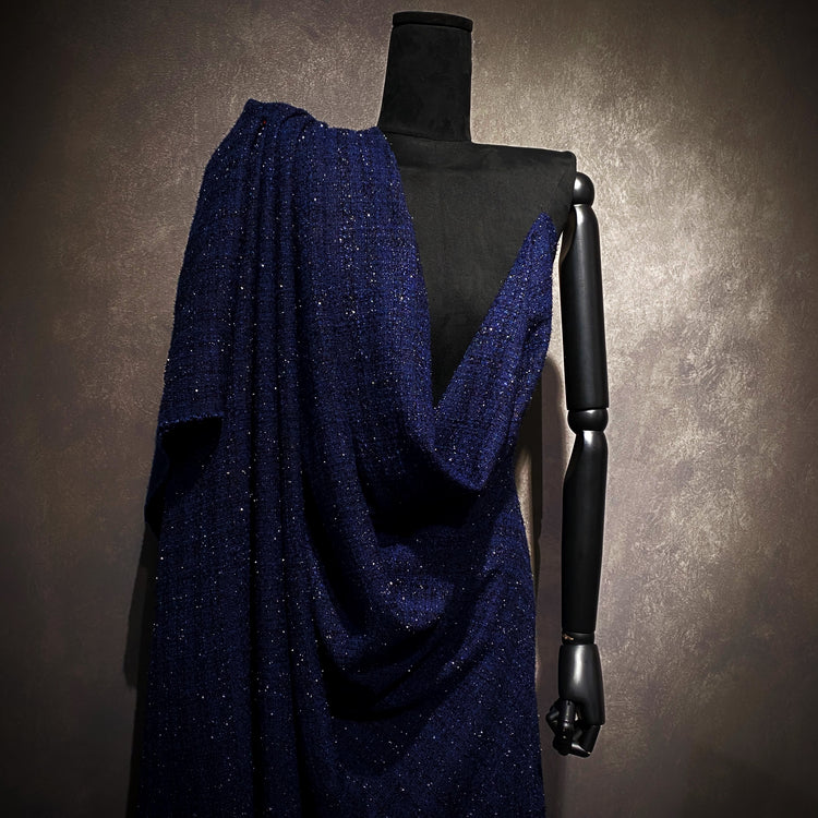 Tinsel Check Tweed- Dark Navy