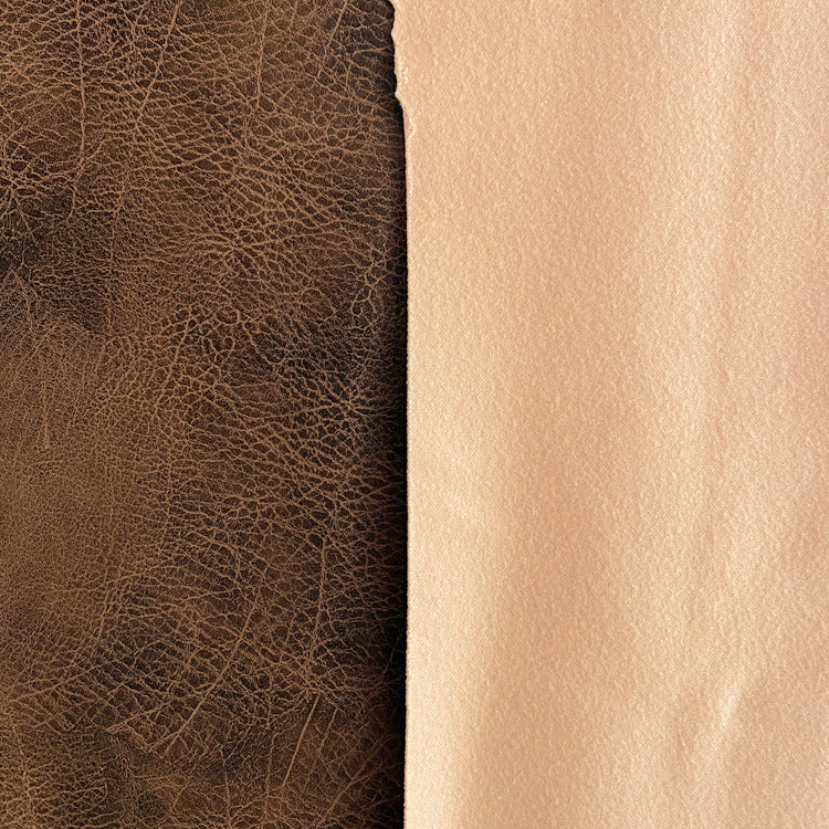 Aged Coarse Grain Faux Leather - Saddle Brown / Sandy Brown