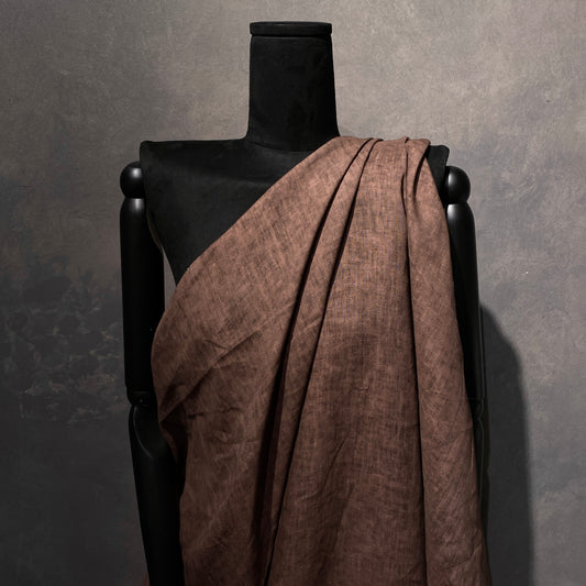 Mottled Dye Linen Cotton Blend - Dark Brown