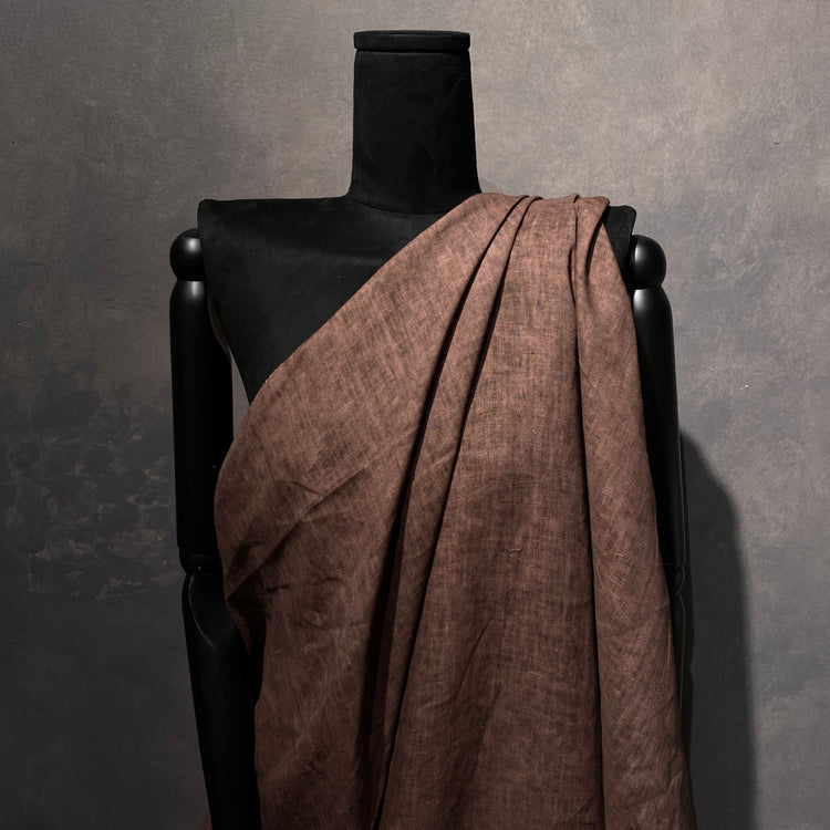 Mottled Dye Linen Cotton Blend - Dark Brown