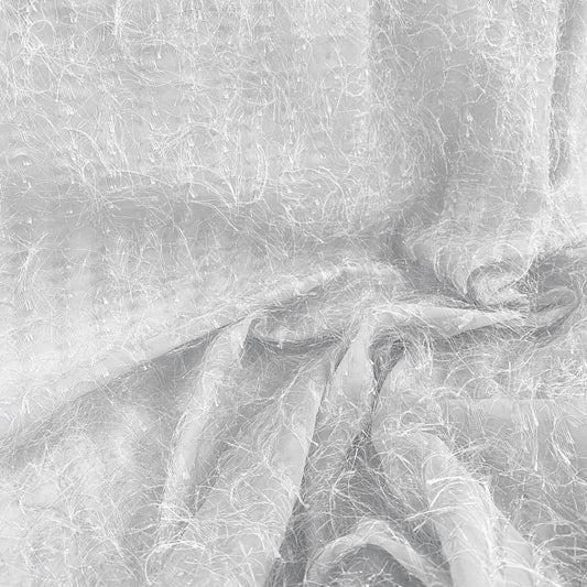 Fringe Striped Sheer Gauze - White