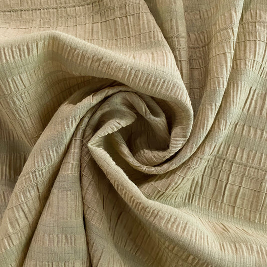Ruche Striped Seersucker - Olive / Khaki