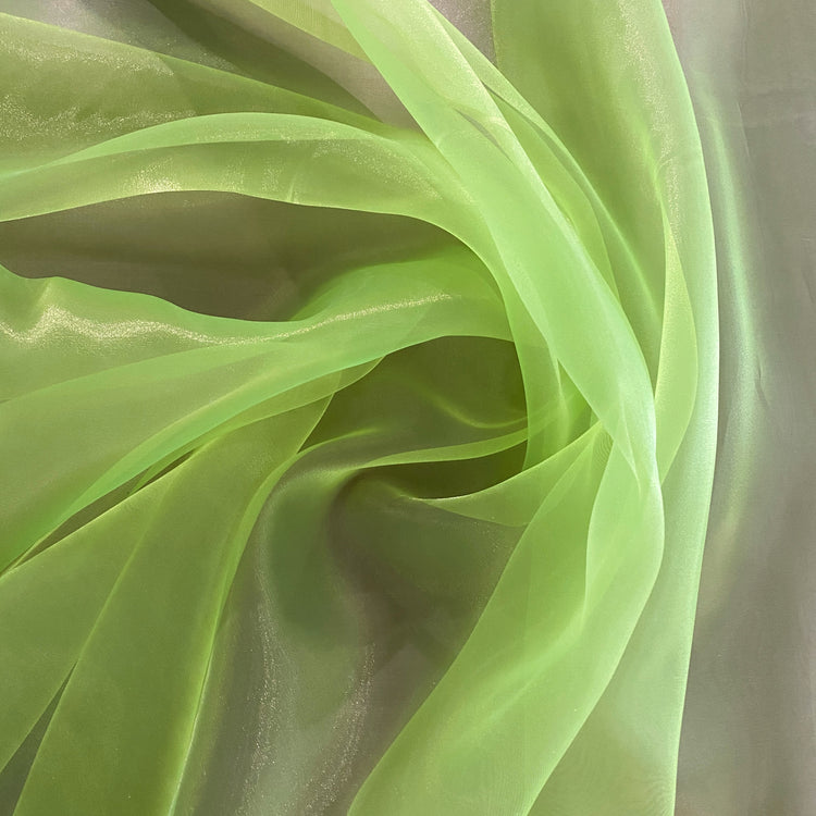 Liquid Shimmer Organza - Neon Lime