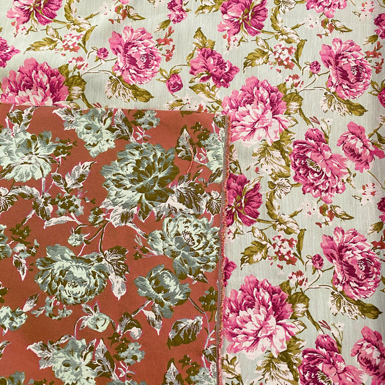 Soft Rose Brocade - Hot Pink/Seashell