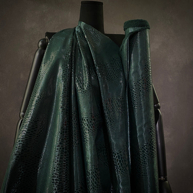 Reptile Foil Shimmer Satin - Dark Green