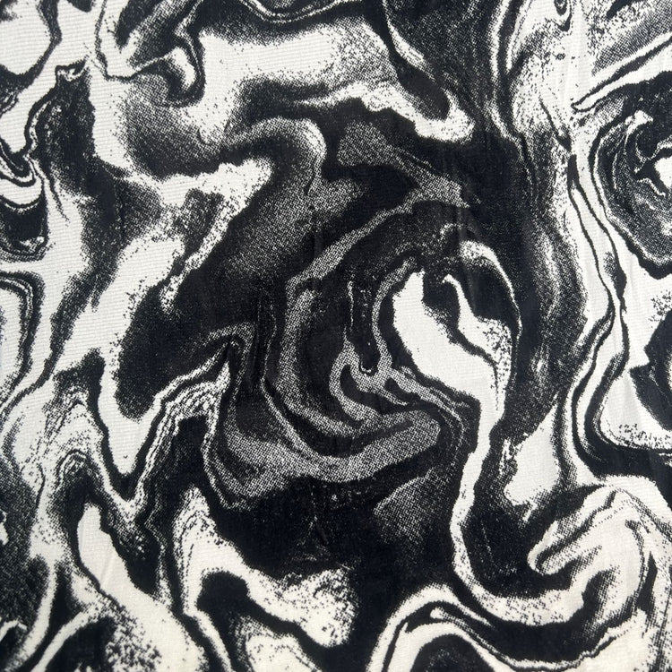 Marbled Burn-Out Velour - Black/White