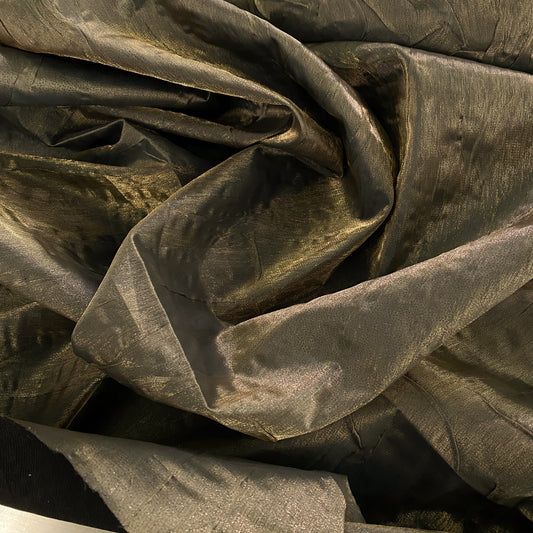 Bonded Creased Metallic Organza - Dark Antique Gold