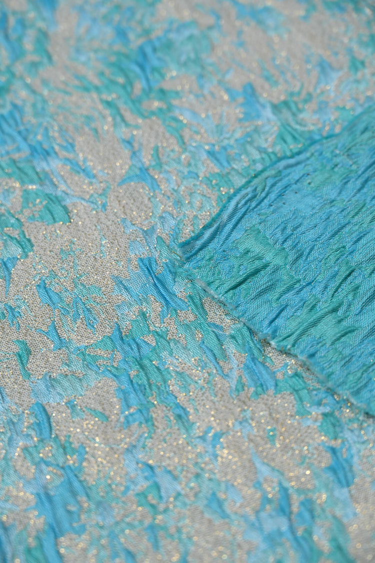 Abstract Crinkle Brocade - Aqua