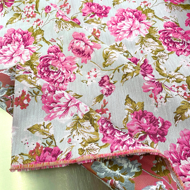 Soft Rose Brocade - Hot Pink/Seashell