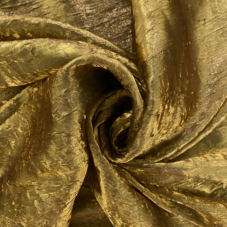 Metallic Creased Shot Organza - Gold / Bronze