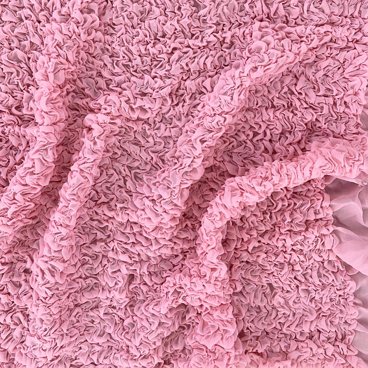 Grid Smocked Chiffon - Pink