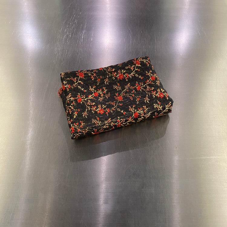 Remnant - Floral Blossom Brocade - Metallic - Black/Red