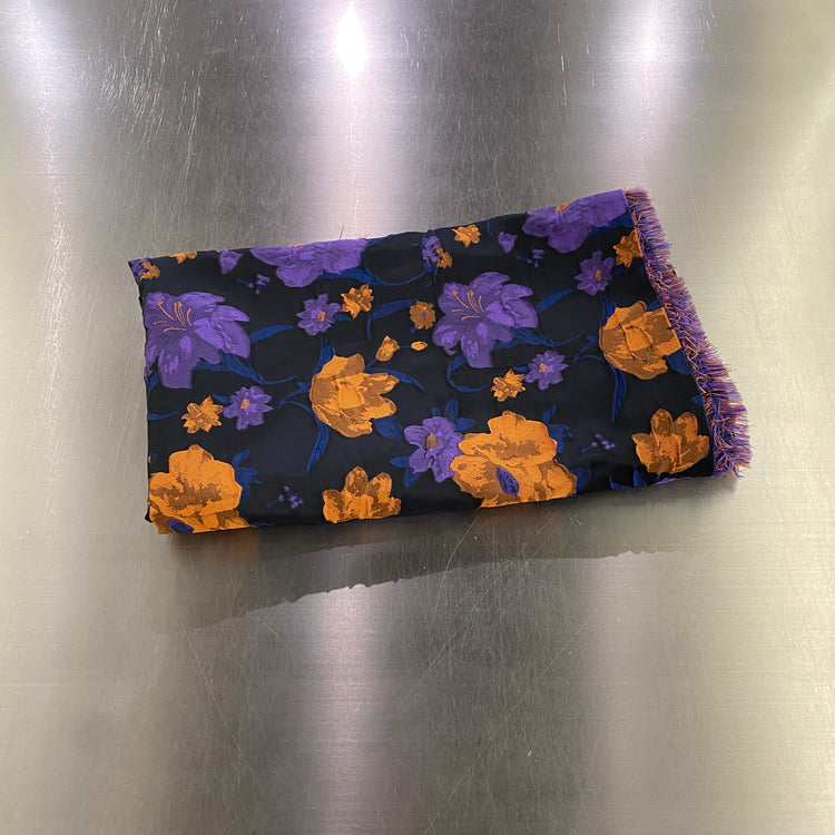Remnant - Hibiscus Satin Brocade - Purple/Orange