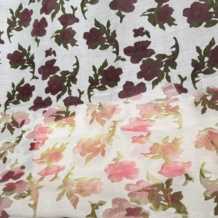 Chiffon Pansy Window Cotton/Nylon Twill - Light Coral/Pale Goldenrod