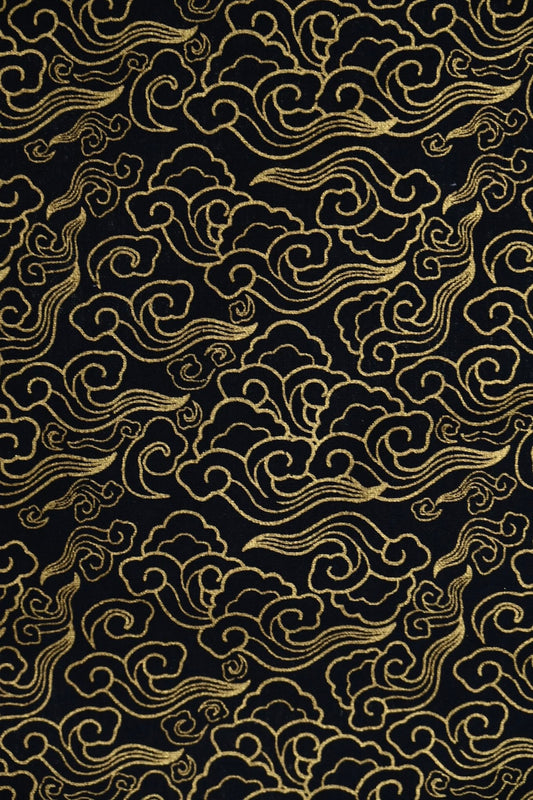 The North Wind - Metallic Cotton Plain Weave - Black/Gold Metallic Print