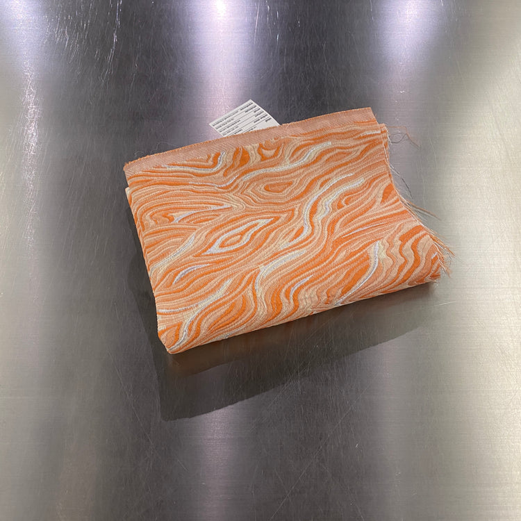 Remnant - Contour Wave Brocade - Orange/Silver Metallic
