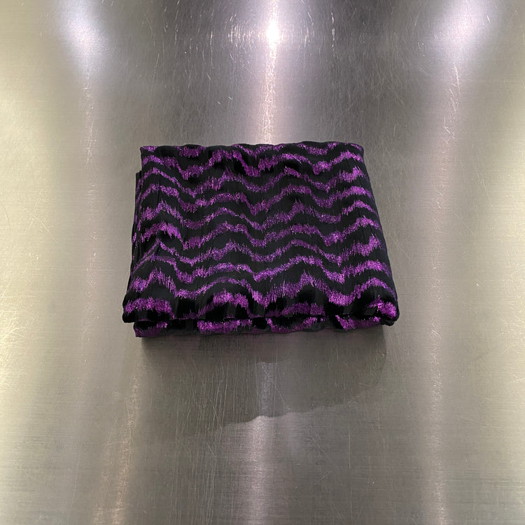 Remnant - Animal Print Foiled Striped Velour - Dark Magenta