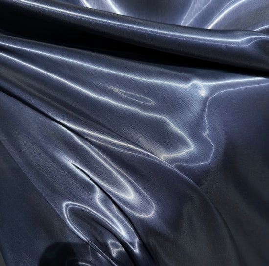 Fabric Lab Exclusive - Satin Backed Liquid Shimmer - Dark Grey Blue