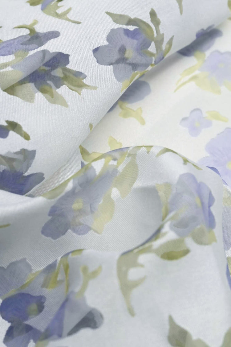 Chiffon Pansy Window Cotton/Nylon Twill - Lavender/Pale Goldenrod