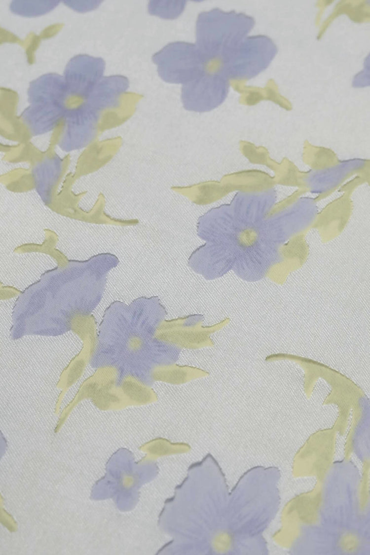 Chiffon Pansy Window Cotton/Nylon Twill - Lavender/Pale Goldenrod