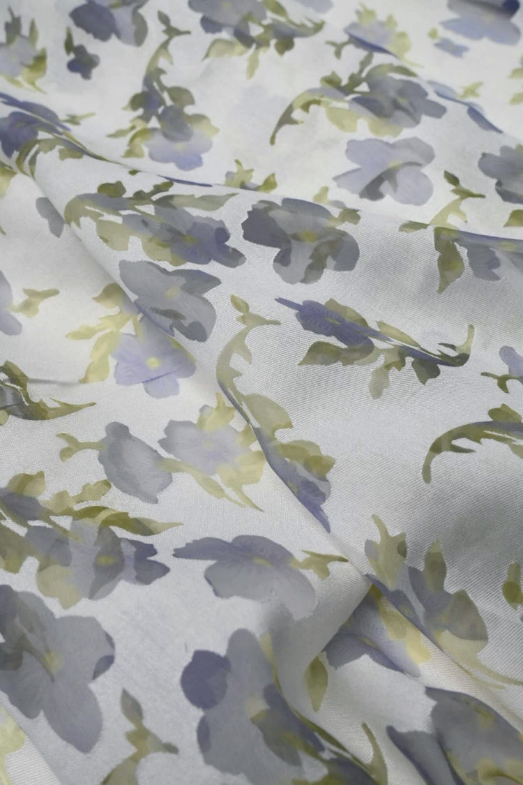 Chiffon Pansy Window Cotton/Nylon Twill - Lavender/Pale Goldenrod