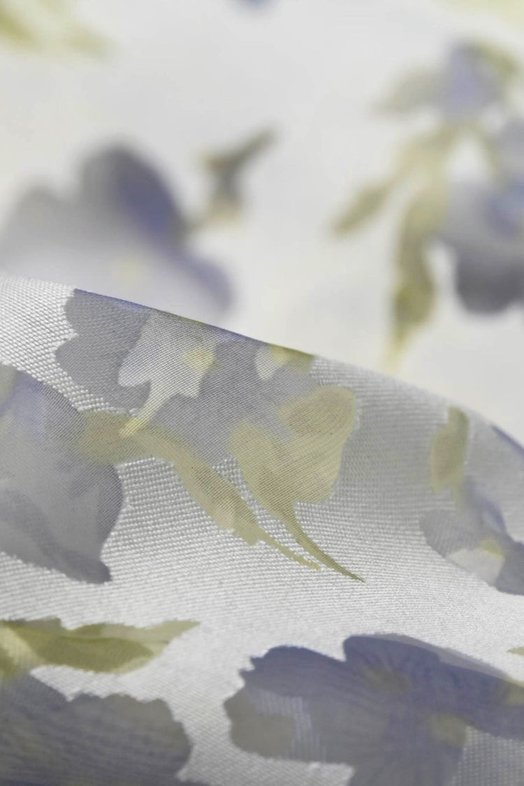 Chiffon Pansy Window Cotton/Nylon Twill - Lavender/Pale Goldenrod