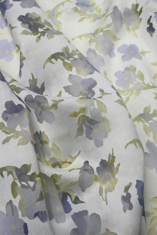 Chiffon Pansy Window Cotton/Nylon Twill - Lavender/Pale Goldenrod