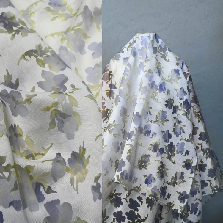 Chiffon Pansy Window Cotton/Nylon Twill - Lavender/Pale Goldenrod