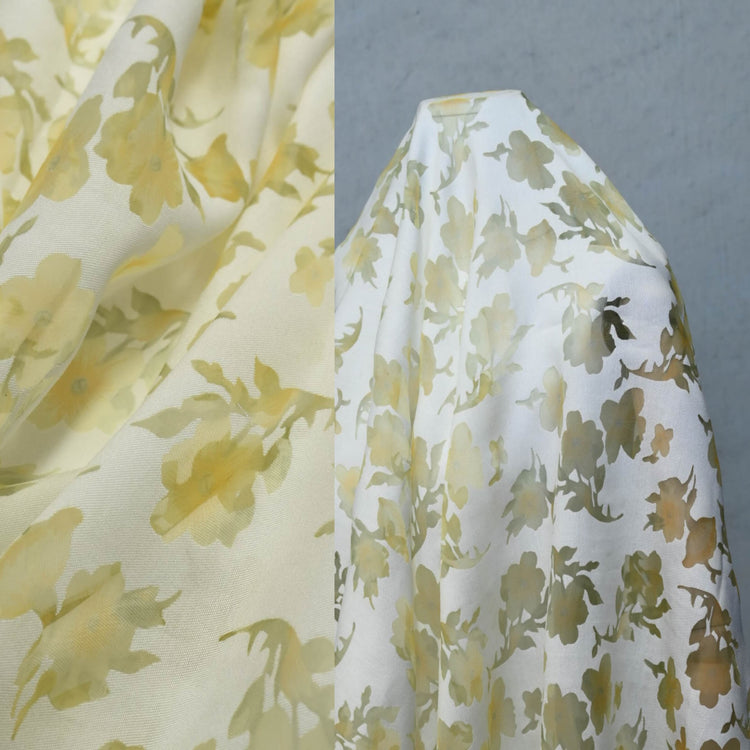 Chiffon Pansy Window Cotton/Nylon Twill - Gold/Pale Goldenrod